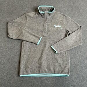 Columbia PFG Fleece Pullover Womens Large Gray 1/4 Zip Long Sleeve Fishing Shirt